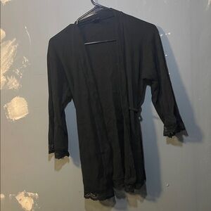 Fashion Nova  Medium Black Lace Trim Cardigan